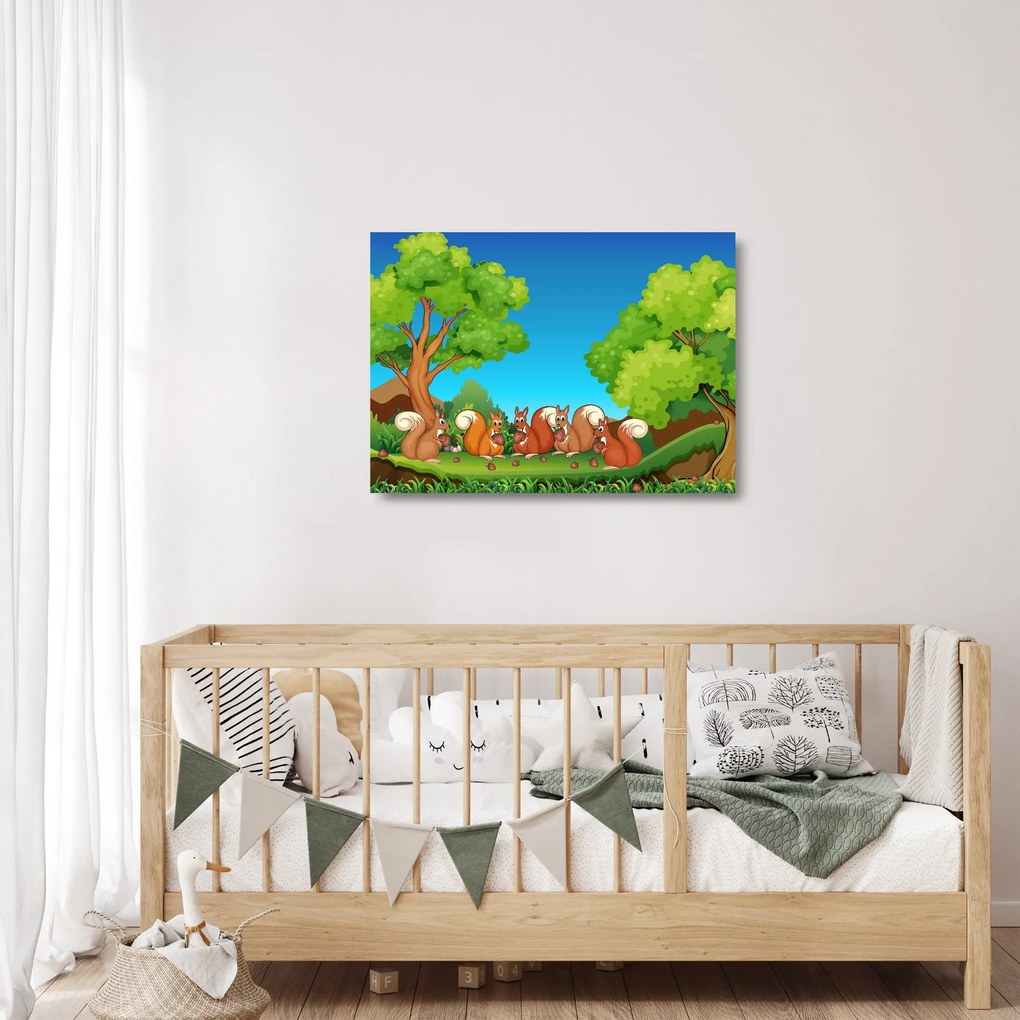 Kép - boldog mókusok (üvegen) (70x50 cm)