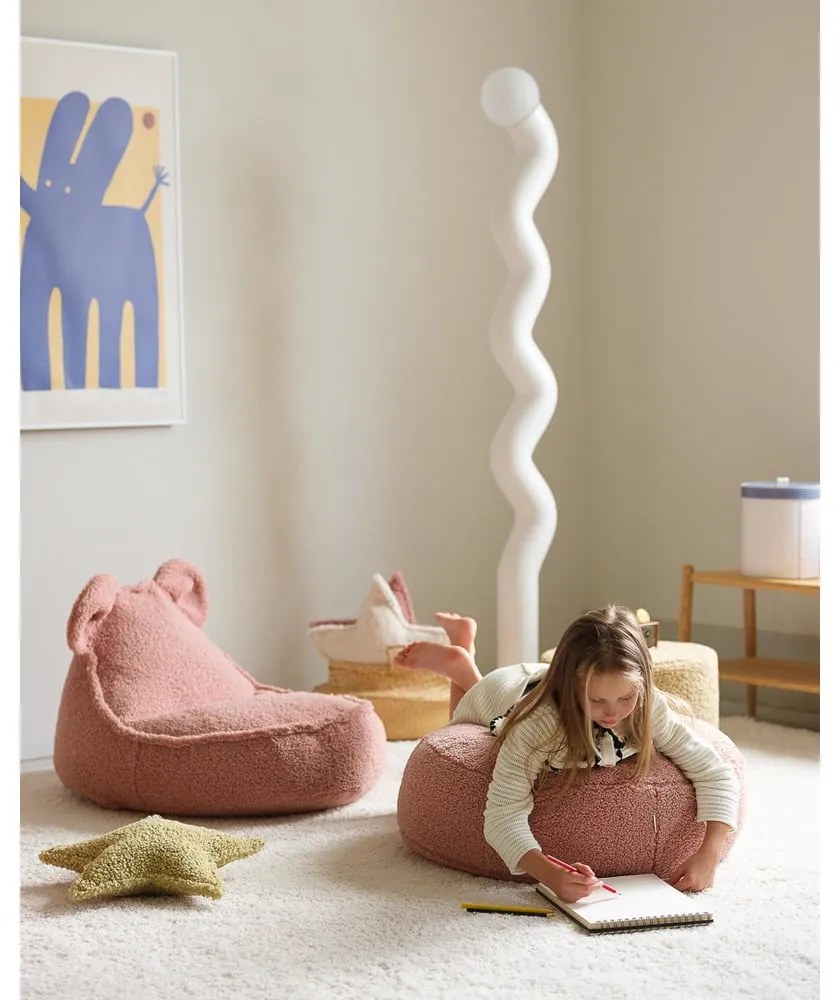 Rózsaszín buklé gyerek babzsákfotel Bear – Wigiwama