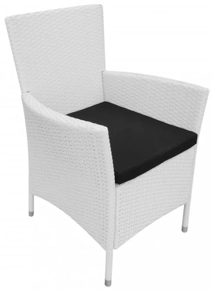 5 darabos krémfehér kültéri polyrattan étkezőkészlet