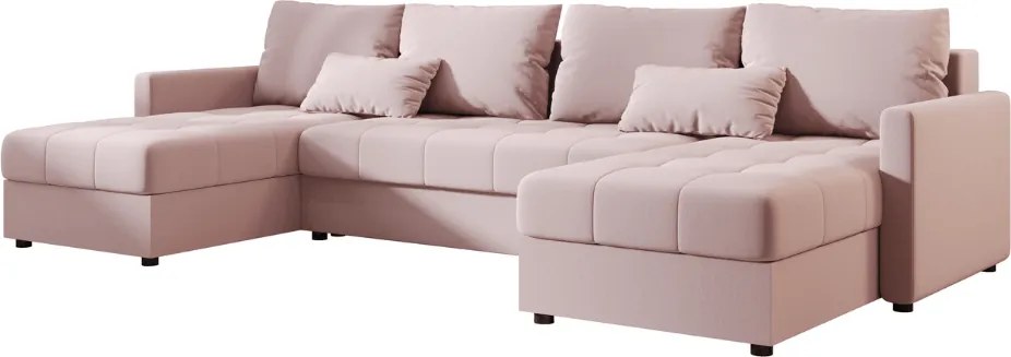 VENORIA U alakú kihúzható ülőgarnitúra, 285x146 cm, púderrózsaszín + 2 párna INGYEN