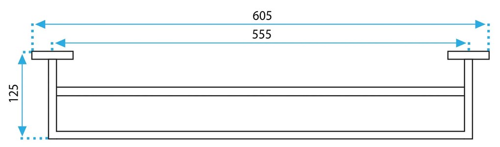 Rea Erlo 02, 2 soros törölközőtartó 60 cm, fekete matt, REA-06908