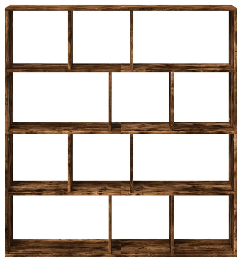 füstös tölgy színű szerelt fa könyvszekrény 132 x 29 x 141,5 cm