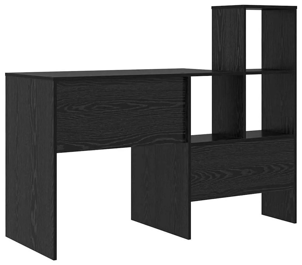 Asztal polcokkal Musta tammi 131.5 x 50 x 106.5 cm Faanyag