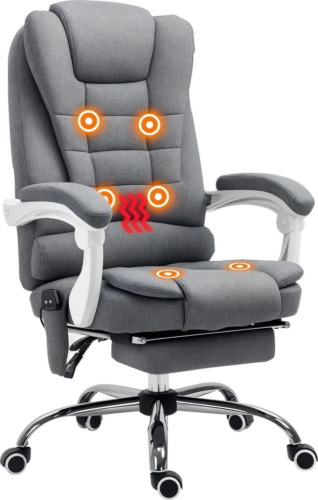 Vinsetto Irodai Szék Masszázs Funkcióval, Ergonomikus Íróasztali Szék Dőlésszög és Fűtés Funkcióval, Magasságban Állítható Számítógépes Szék Lábpihent