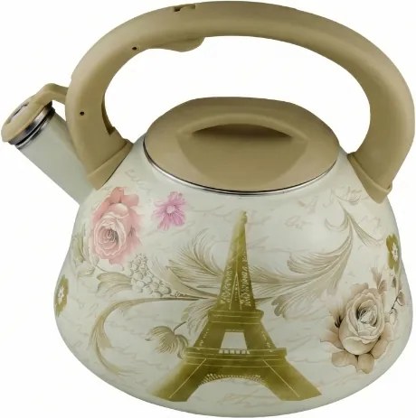 3L-es zománcozott vízforraló párizsi motívummal indukciós és gázüzemű