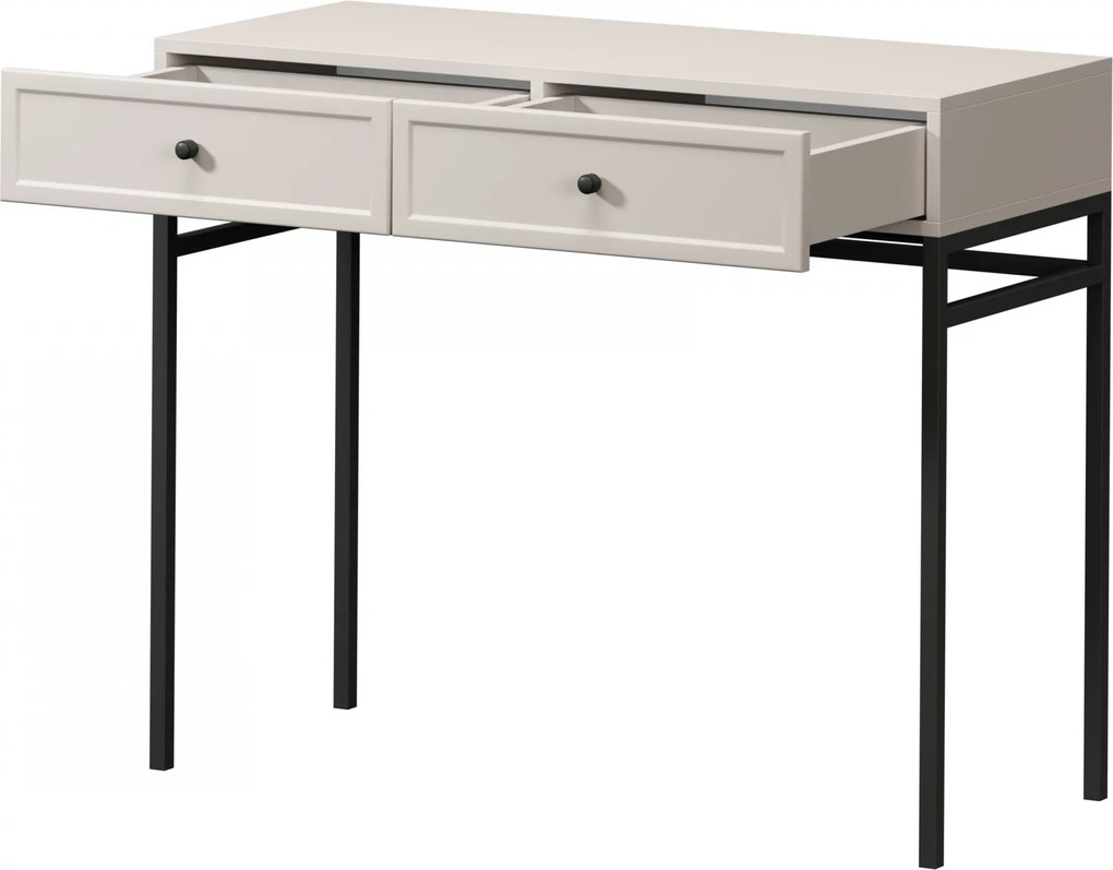 Lorini konzolasztal / toalettasztal 100 cm - kasmír / fekete fogantyúk / fém lábak