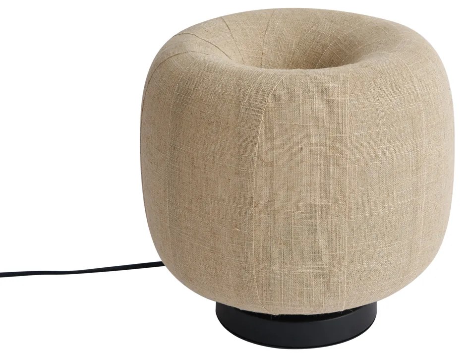 Japandi asztali lámpa fekete bézs vászonernyővel 27 cm - Nami