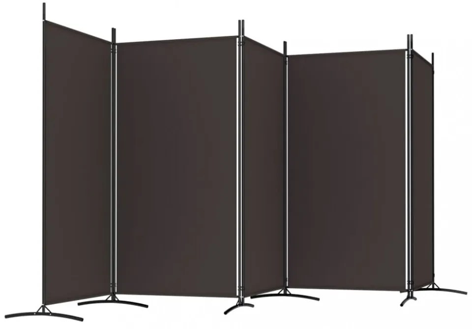 5 paneles barna szövet térelválasztó 433 x 180 cm