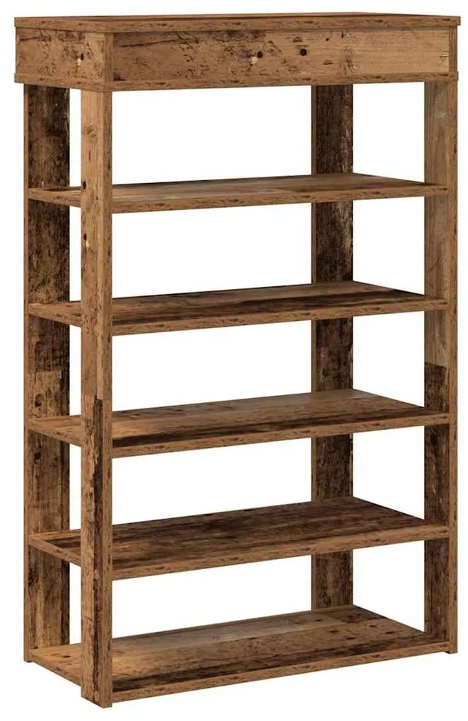 antik fa szerelt fa cipőtartó 60x30x98 cm