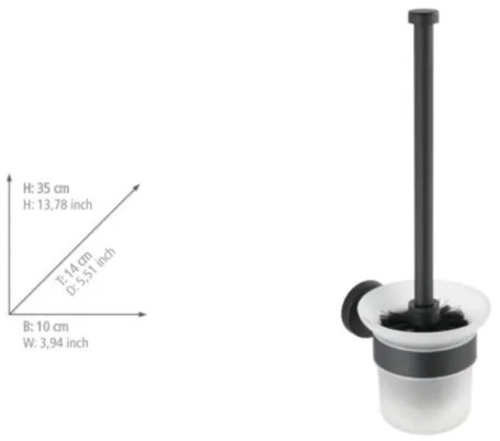 WENKO 24243100-WC-kefe BOSIO BLACK 10x35 cm rozsdamentes acél/ezüst/szatén