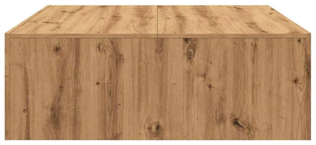 kézműves tölgy színű szerelt fa dohányzóasztal 100 x 100 x 35cm