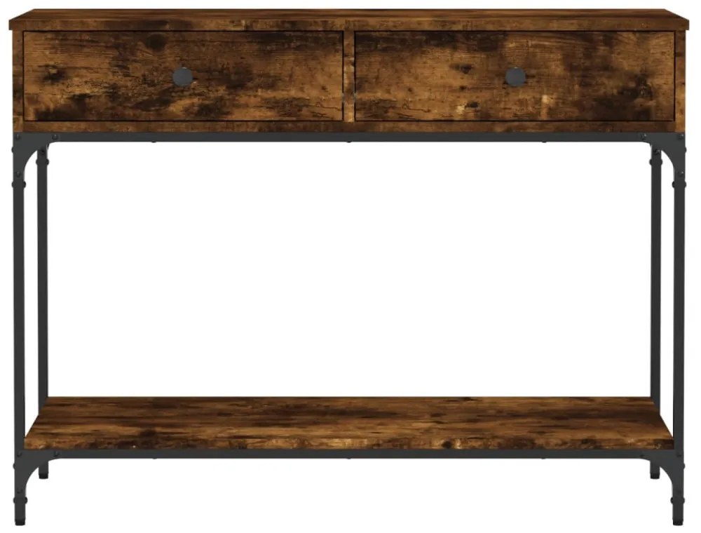 füstös tölgy színű szerelt fa tálalóasztal 100 x 34,5 x 75 cm
