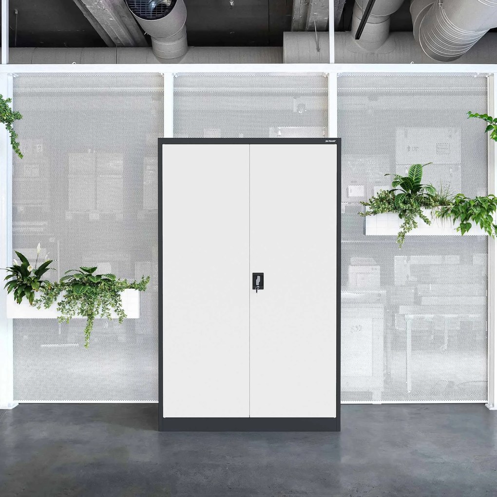 Fém iratszekrény JAN II, 1150 x 1850 x 400 mm, antracit-fehér