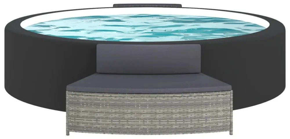 2 db szürke polyrattan pezsgőfürdő pad párnával