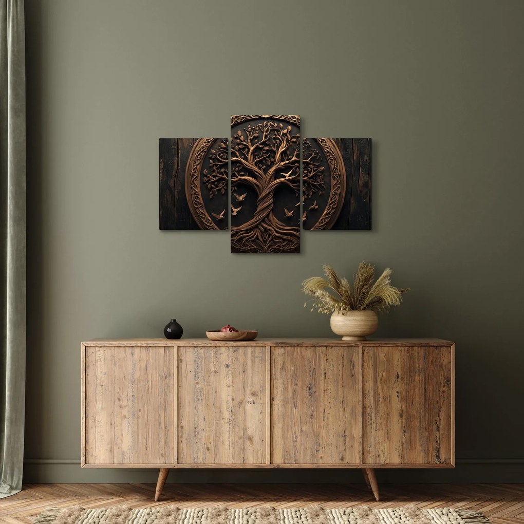 Kép – Fából készült életfa (90x60 cm)