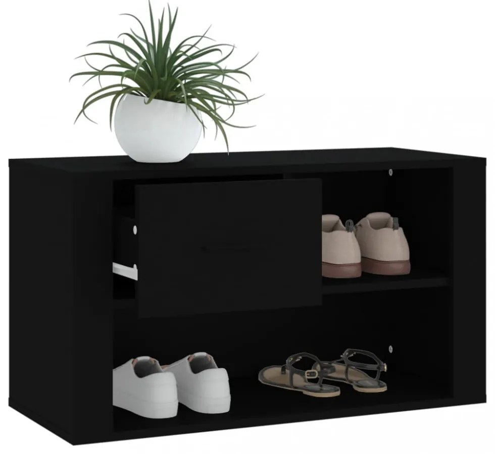 fekete szerelt fa cipősszekrény 80x35x45 cm