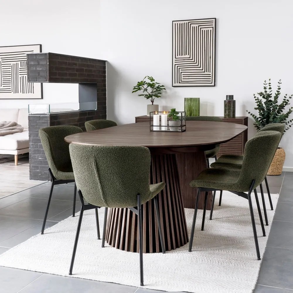 Kerek bővíthető étkezőasztal tölgyfa dekoros asztallappal ø 120 cm Osaka – House Nordic