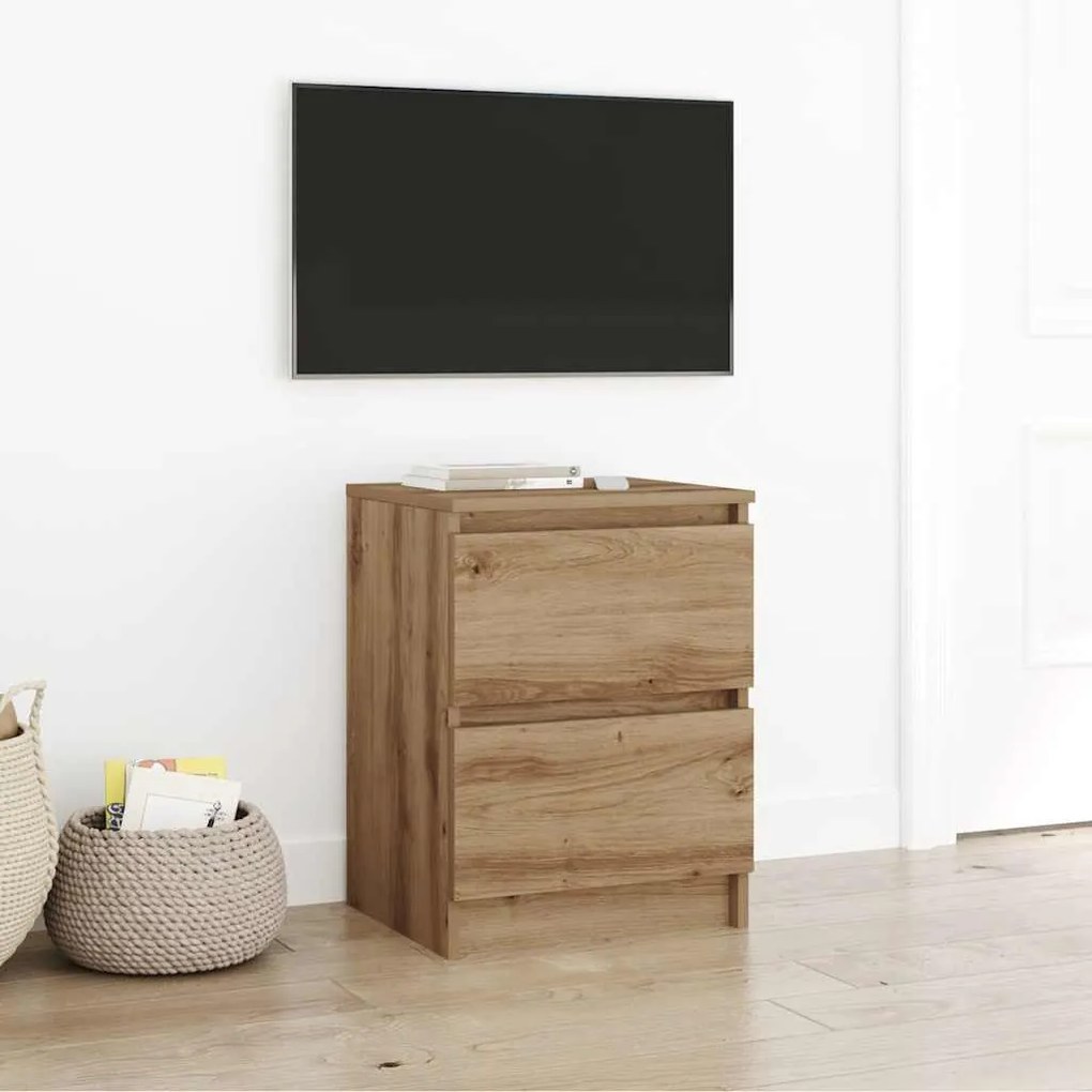 kézműves tölgy színű szerelt fa TV-szekrény 40x35x54 cm