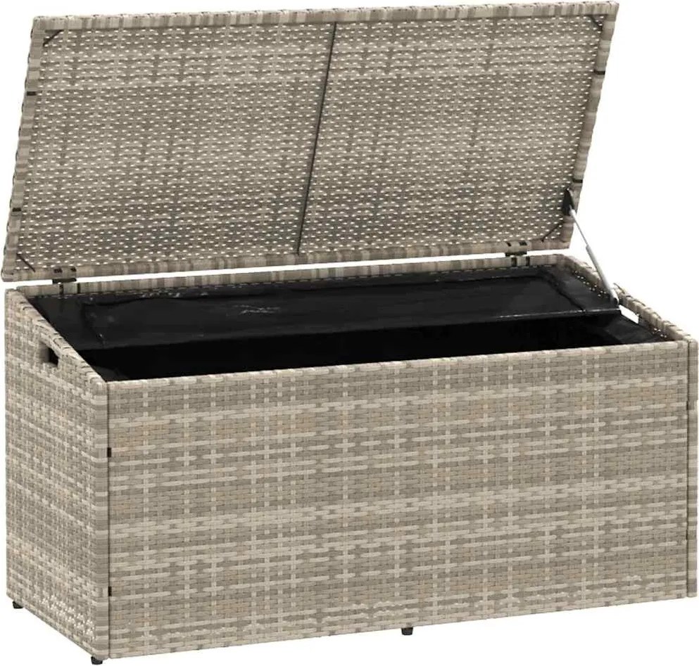 Világosszürke Polyrattan Kerti Tárolóláda 110X50X58 Cm