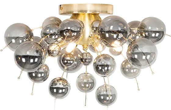 Design mennyezeti lámpa sárgarézzel és füstüveggel 4-lámpás - Explode