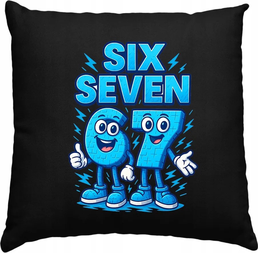 67-es párna Six Seven Viral Ajándék Gyerekeknek Fekete