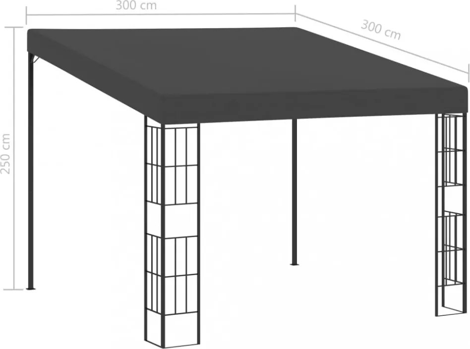 antracitszürke falra szerelhető szövetpavilon 3 x 3 m