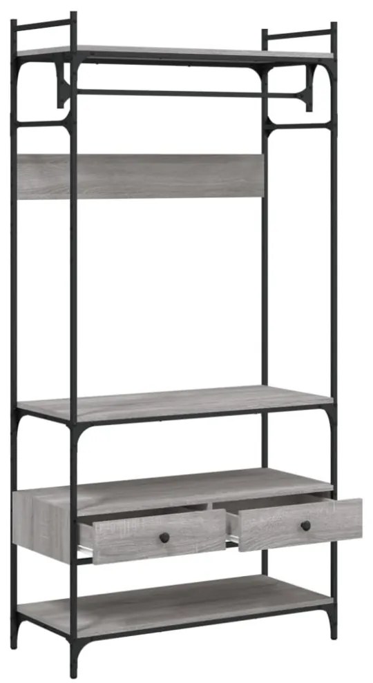 szürke sonoma szerelt fa ruhásszekrény fiókokkal 89x39x184,5 cm