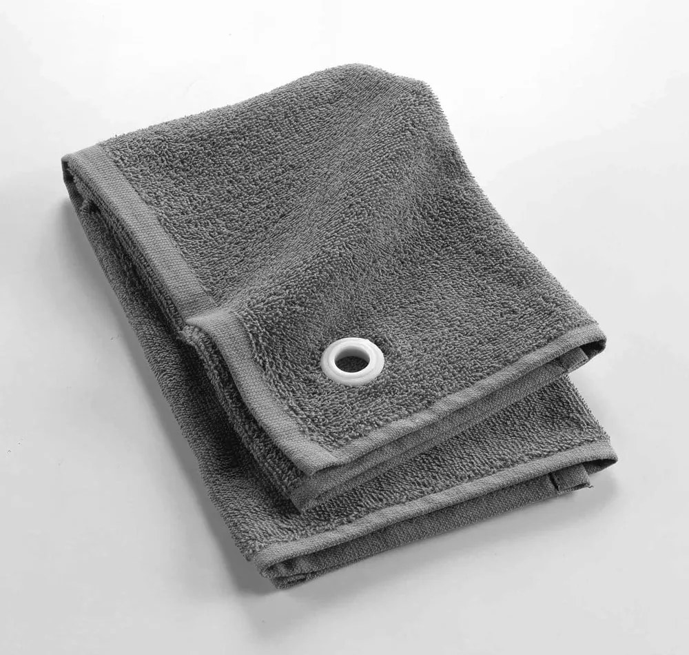 Antracitszürke frottír pamut törölköző 50x50 cm Cuistot – douceur d'intérieur