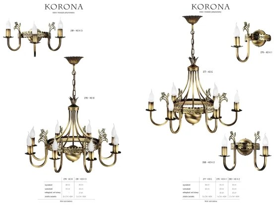 Jupiter 280 - KO K 2 - Fali lámpa KORONA 2xE14/40W/230V