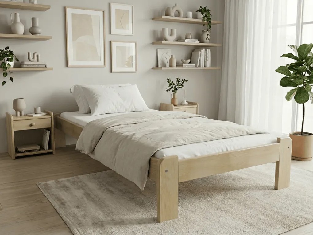 ADA ágy 90x200 cm, fenyőfa Ágyrács: Ágyrács nélkül, Matrac: Deluxe 10 cm matrac