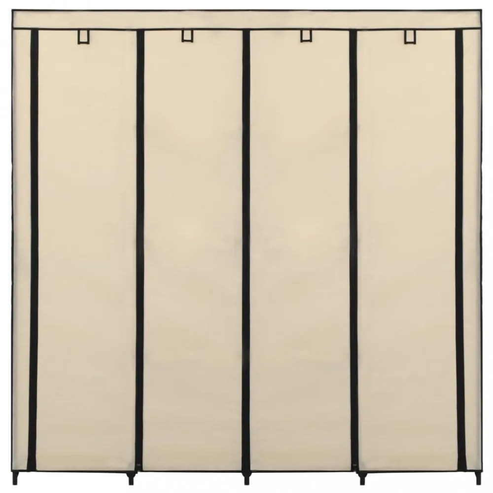 krémszínű ruhásszekrény 4 tárolórekesszel 175 x 45 x 170 cm
