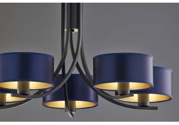 Jupiter 2101 - ARTHUR láncra akasztható csillár 5xE27/15W/230V kék/fekete