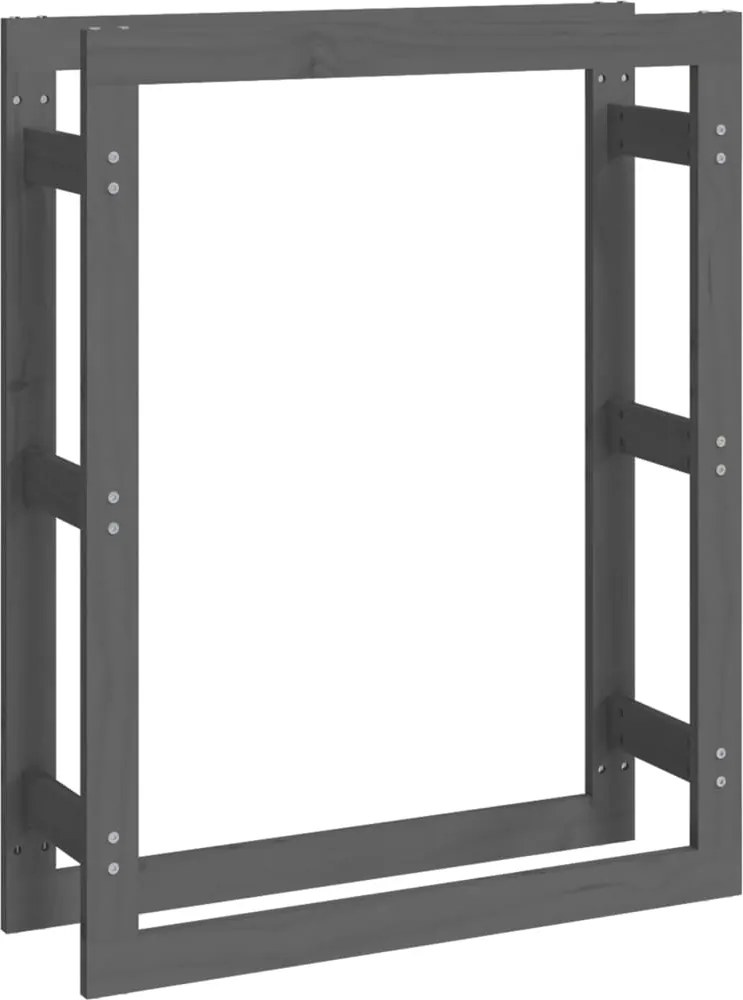 vidaXL szürke tömör fenyőfa tűzifatartó állvány 80 x 25 x 100 cm