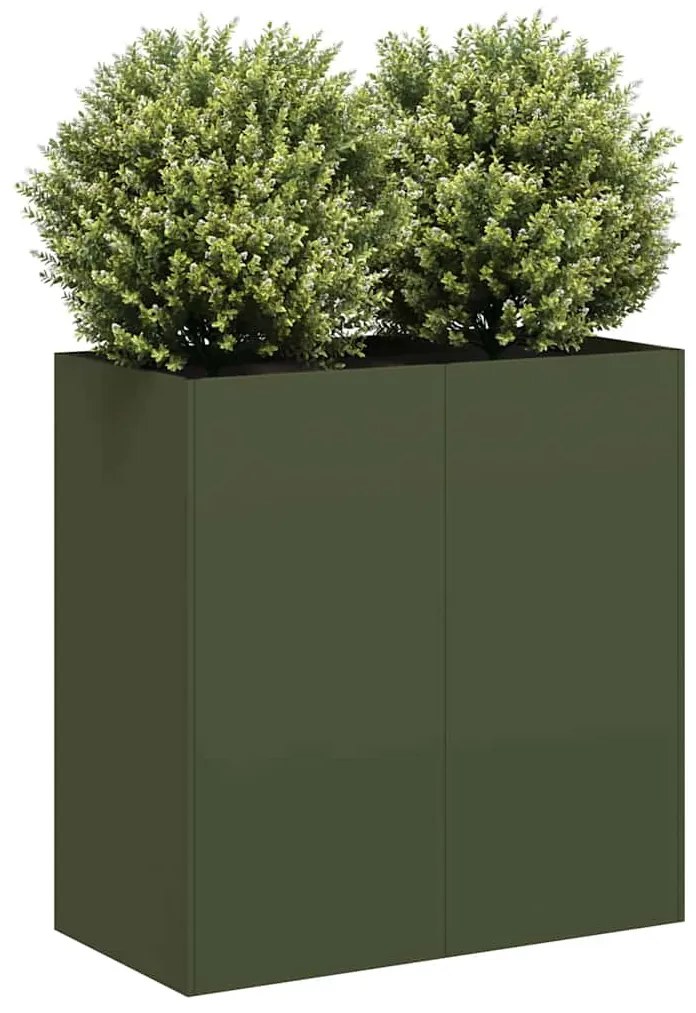 vidaXL Növénytartó olívazöld 80x40x80 cm Hidegen hengerelt acélból
