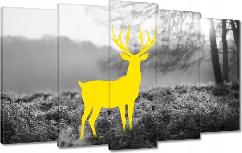 Vászonkép 100x60 Sárga szarvas Erdő Tájkép