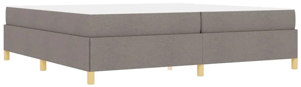 Boxrugós ágy matracmal Taupe és fehér 200 x 200 cm szövet