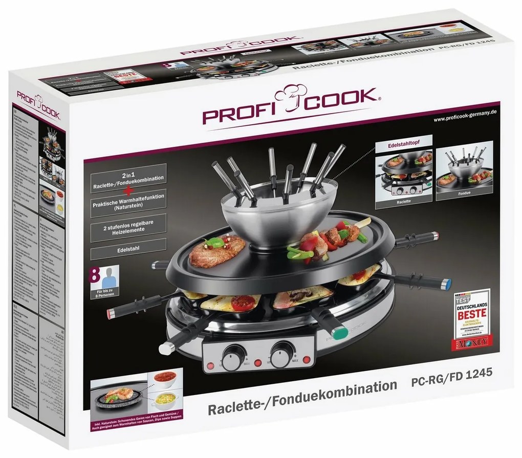 ProfiCook RG/FD 1245 raclette fondü grill 2in1