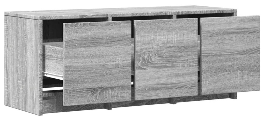szürke sonoma színű szerelt fa TV-szekrény LED-del 97x34x40 cm
