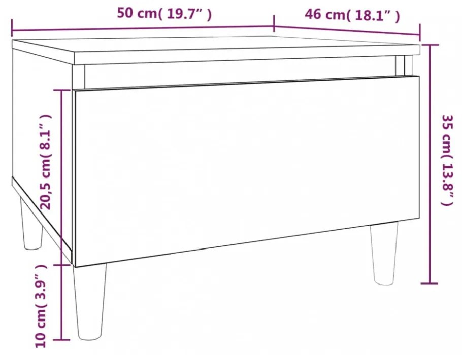 betonszürke szerelt fa dohányzóasztal 90x49x45 cm