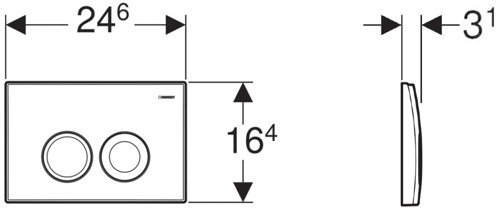 Sapho, GEBERIT SIGMA30 vezérlőgomb, 2 öblítési mennyiséghez, fehér fényes/króm, 115.125.11.5