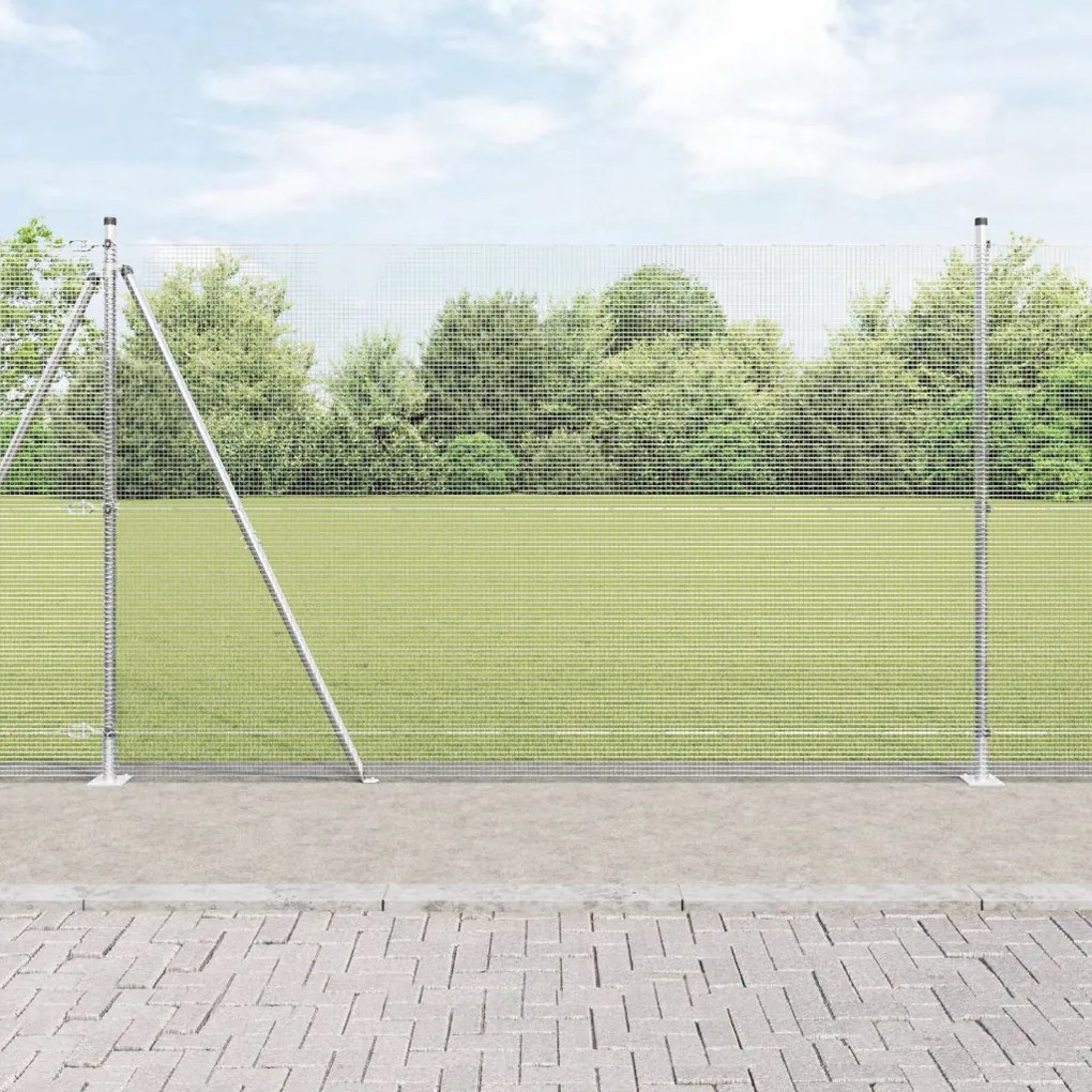 Horganyzott Drótkerítés 7 Feldomborított Oszloppal 1.6x10 m Horganyzott Acél