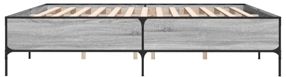szürke sonoma szerelt fa és fém ágykeret 200 x 200 cm