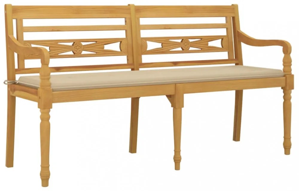tömör tíkfa Batavia pad bézs párnával 150 cm