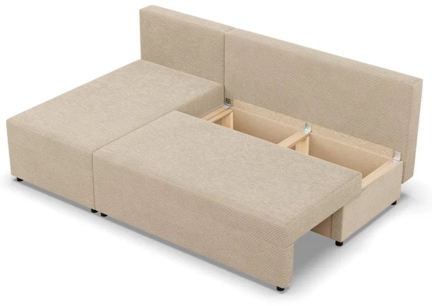 Nobu sarokkanapé, kordbársony, univerzális oldal, bézs