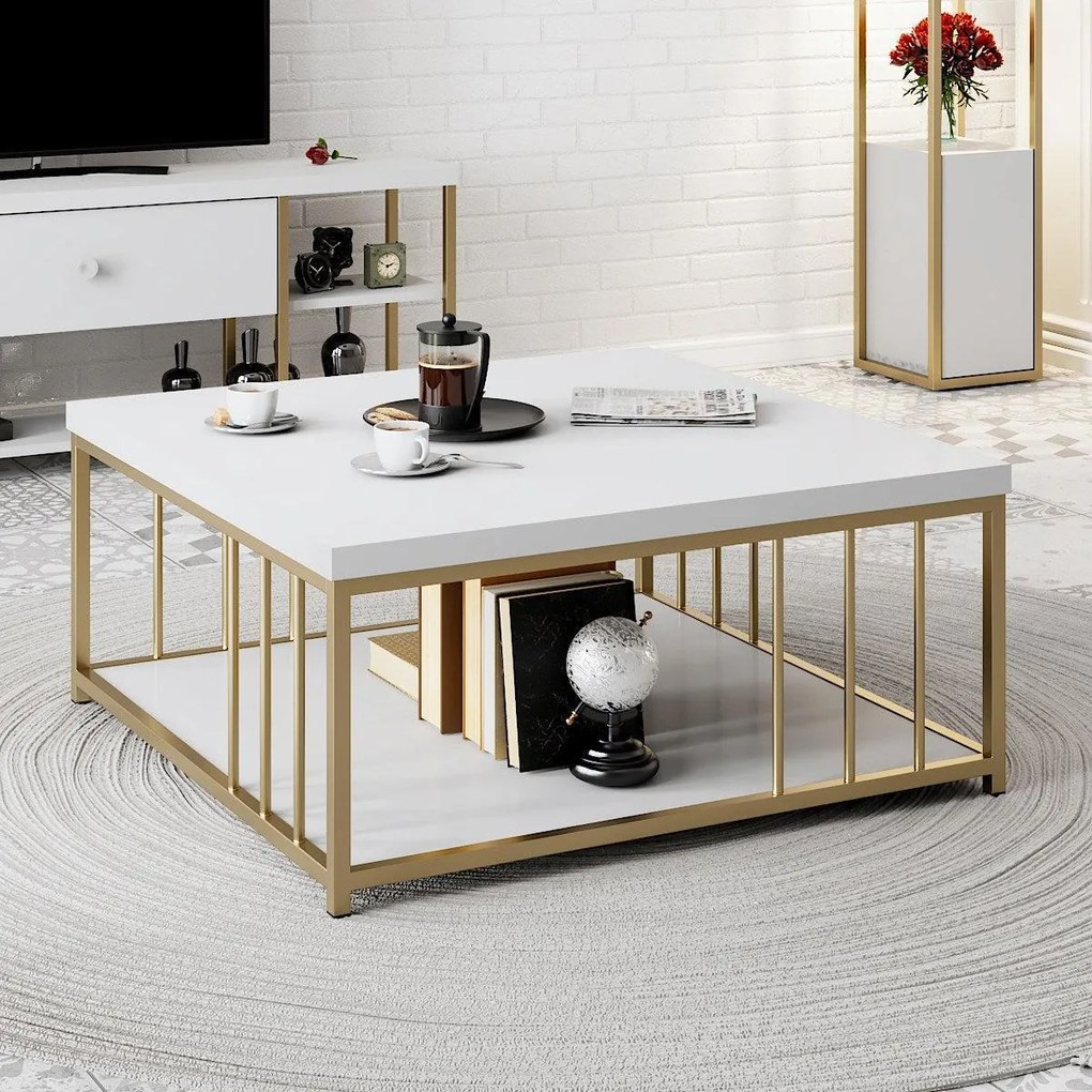 Dohányzóasztal zenn - white, gold