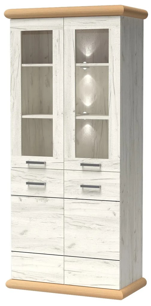 Vitrin Kenny 03 (LED világítással) (fehér craft + arany craft). 1057828