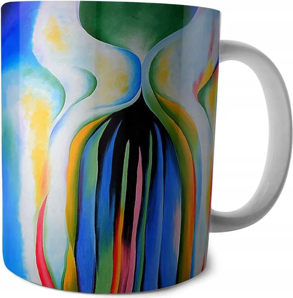 Bögre Szürke vonalak fekete, kék és sárga Georgia O’Keeffe