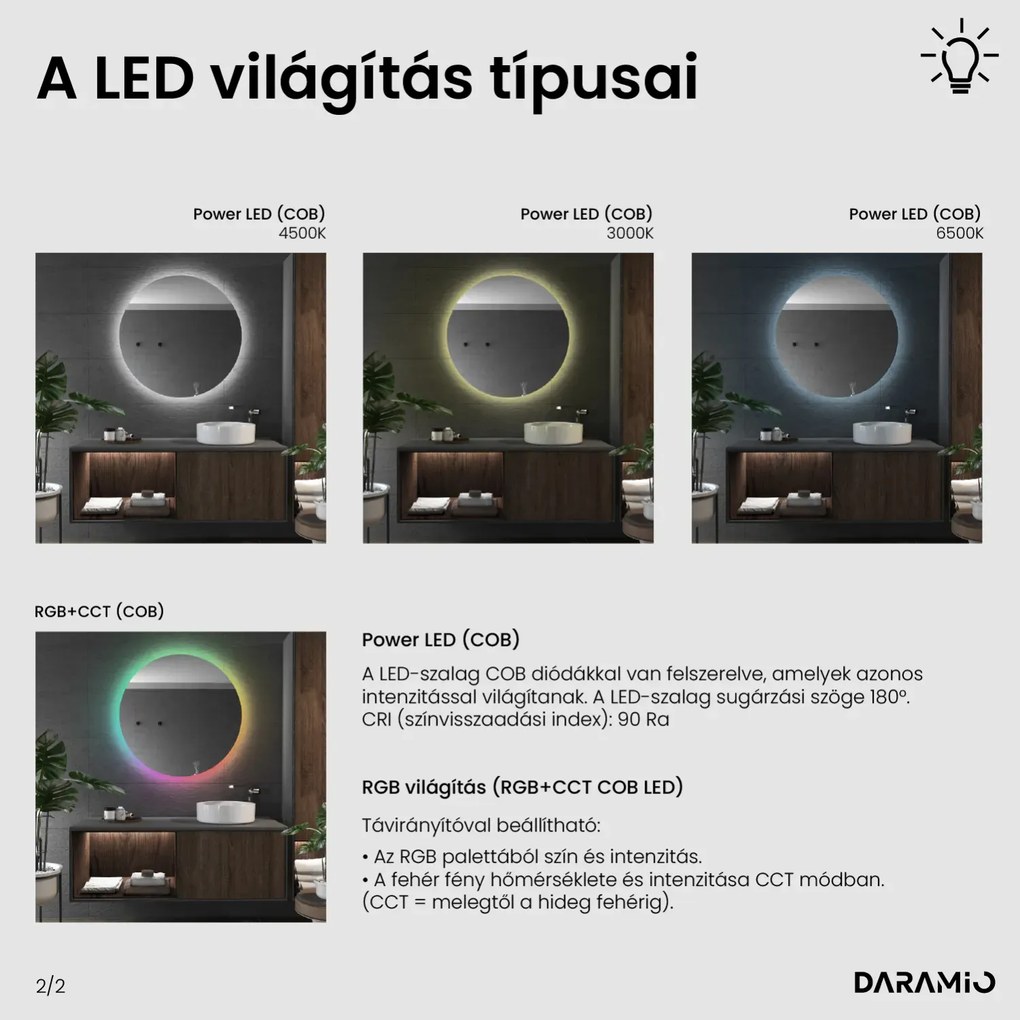 Kerek tükör LED világítással E5