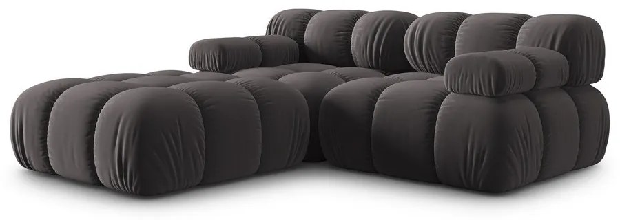 Sötétszürke bársony sarokkanapé Bellis – Micadoni Home