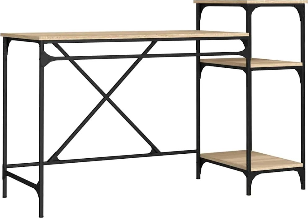 vidaXL sonoma tölgy szerelt fa íróasztal polcokkal 135x50x90 cm